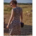 Janira Abito Donna Leopard Beige – Fantasia Leopardo, Scollo a V, Fiocco Laterale