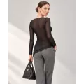 Janira Maglietta Color Tul Nera – Manica Lunga con Pizzo