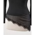 Janira Maglietta Color Tul Nera – Manica Lunga con Pizzo