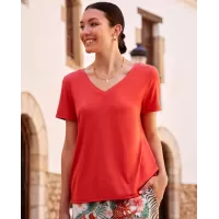 Janira Maglietta Relax Color – Manica Corta, Scollo a V, Cotone Modal