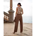 Janira Pants Loo Fresco Donna con Cintura – Marrone Tinta Unita