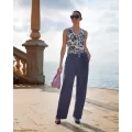 Janira Pants Loo Fresco Donna con Cintura – Blu Tinta Unita