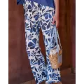 Janira Pants Loo Lilyblu Donna – Bianco con Stampa Botanica Blu