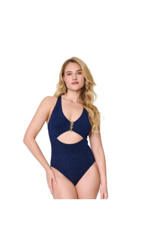 LingaDore Costume Intero Donna Imbottito Senza Ferretto Blu o Dune con Spalline Incrociate