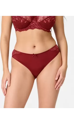 LingaDore Daily Slip in Pizzo e Microfibra – Marrone e Ruby Wine