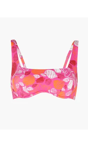 Costume Reggiseno Brassiere con Ferretto - Microfibra Riciclata Stampa Conchiglie Fucsia