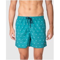 Massana Bermuda Mare Uomo Stampa Ancorette Verde | Costume Bagno Asciugatura Rapida
