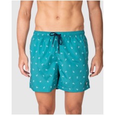 Massana Bermuda Mare Uomo Stampa Ancorette Verde | Costume Bagno Asciugatura Rapida
