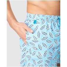 Massana Boxer Mare Uomo Stampa Floreale | Costume Bagno Asciugatura Rapida Celeste
