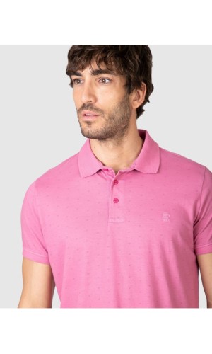 Massana Polo Uomo Manica Corta in Cotone 100% – Traspirante con Microstampa Fucsia M-XL | Casual Comfort