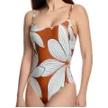 Ory Costume Intero Terracotta Floreale con Scollo Rotondo – Coppa C, Catena Dorata