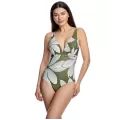 Ory Costume Intero Verde Floreale con Catena Dorata – Scollo a V, Coppa B