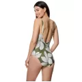 Ory Costume Intero Verde Floreale con Catena Dorata – Scollo a V, Coppa B