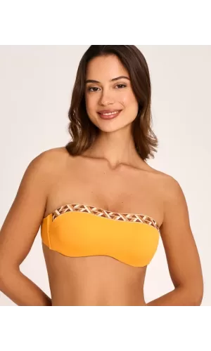 Selmark Fascia Mare Gialla Bandeau con Ferretto – Bretelline Estraibili, Coppe C-D