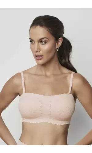 Selmark Reggiseno Bandeau Senza Ferretto ONE&LACE con Coppa Soffice – Nero Bianco Nudo