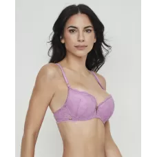 Selmark Reggiseno Push-Up con Ferretto Scollo Profondo – Coppe in Schiuma, Lavanda e Nero
