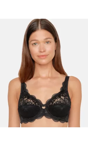 Susa Reggiseno Latina con Ferretto e Pizzo – Sostegno Alto, Nero
